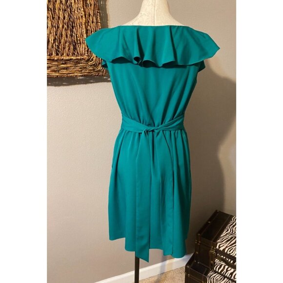 Gianni Bini Dress Emerald Green 8 Flutter Neckline Short Sleeve Summer - Picture 3 of 6
